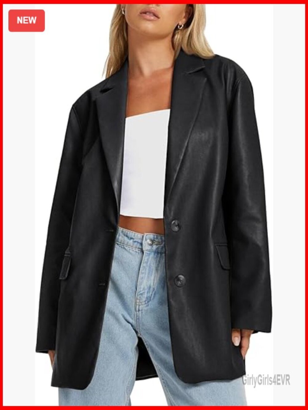 Faux Leather Motorcycle Jacket Slim Fit Long Sleeve Oversized Bomber Coat
